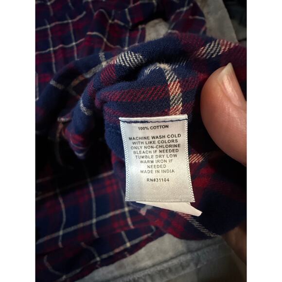 Saddlebred SZ XXL 100% Cotton Blue Red Plaid Button Down Collar Long Sleeve Men - Picture 6 of 8